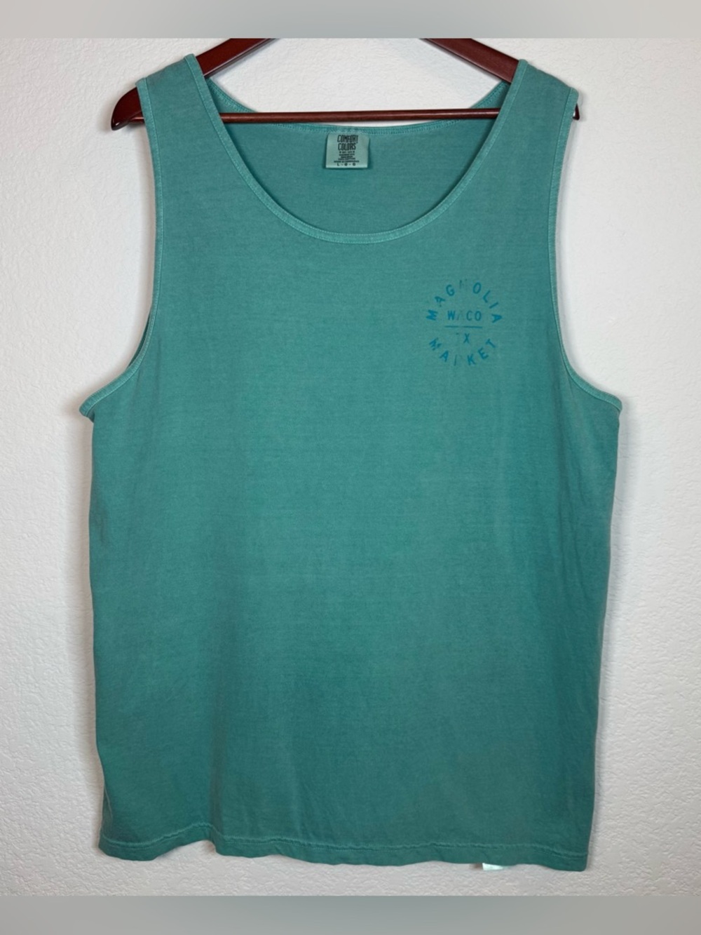 Magnolia Market Green Comfort Colors Cotton Summer Tank Waco Texas Silos Large